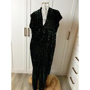 Batani-Khalfani Custom Green Sequin Jumpsuit Size 14